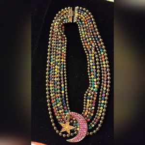 Sparkly Moon Star Necklace Vegas Bling Holiday Halloween Cosplay